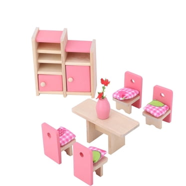 Spptty Mini Ensemble de Meubles en Bois de Simulation Réaliste pour Accessoire de Maison de Poupée 1:12, Meubles de Maison de Poupée en Bois, Meubles de Maison de Poupée