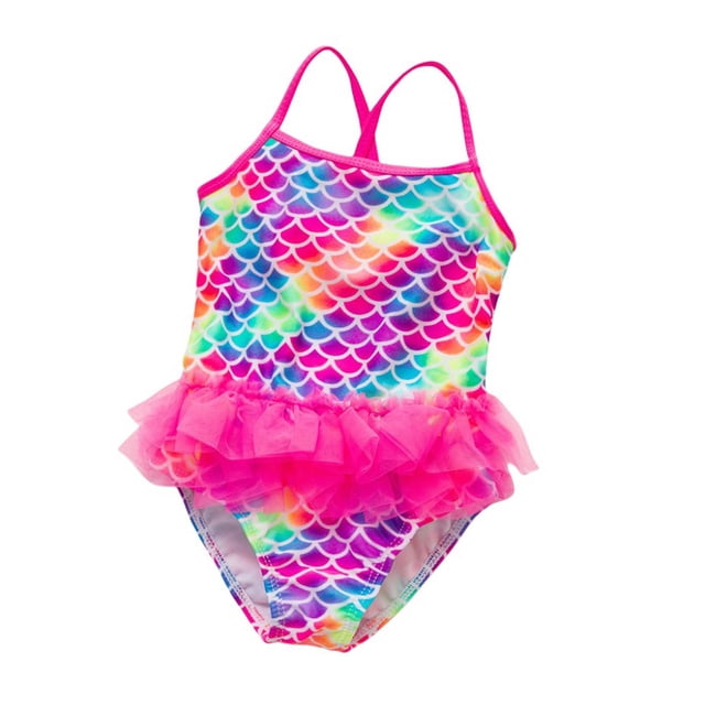 Little Girls One Piece Swimming Bathing Suit Striped Ruffle Girls Swimsuit Sleeveless Toddler Bathing Suit 7Y