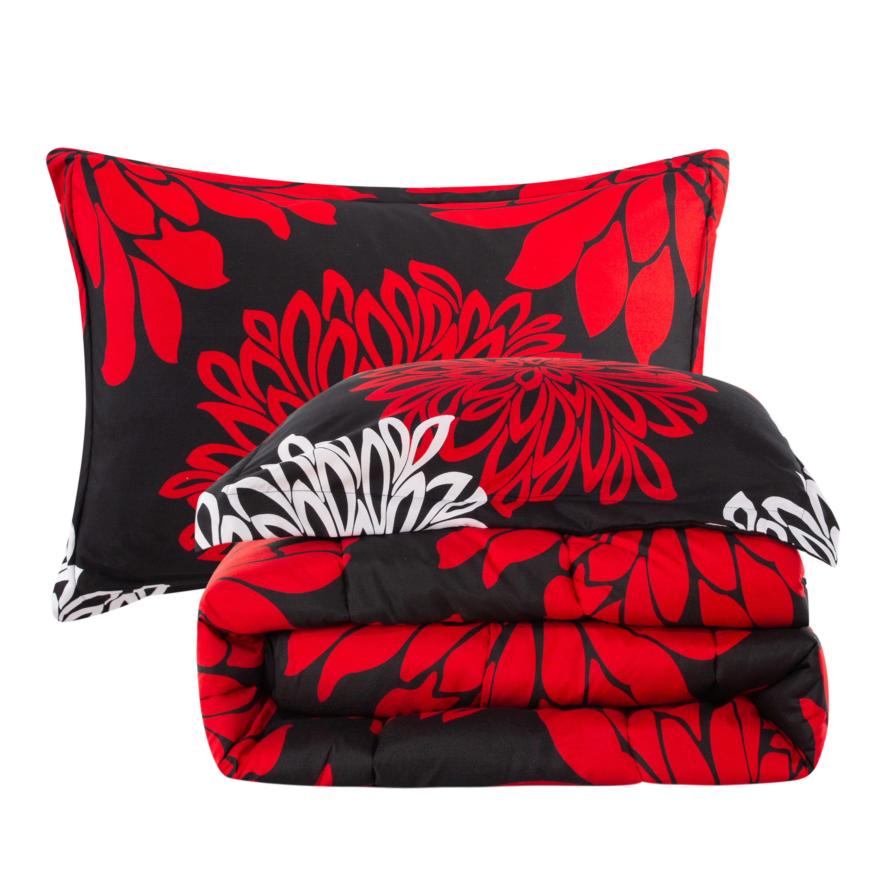 Marina Decoration Home Decor Parure de lit imprimée ultra douce et luxueuse en duvet d'oie, motif floral moderne rouge, blanc et noir