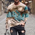 thumbnail image 1 of TIMIFIS T-Shirt pour Homme Classique Incontournable Chemises pour Hommes Hauts Décontractés Col Rond Chandail à Enfiler Manches Longues T-Shirt Hauts Été Vêtements Confortables Vintage T-Shirt à Imprimé Graphique - Kaki Automne P, 1 of 5