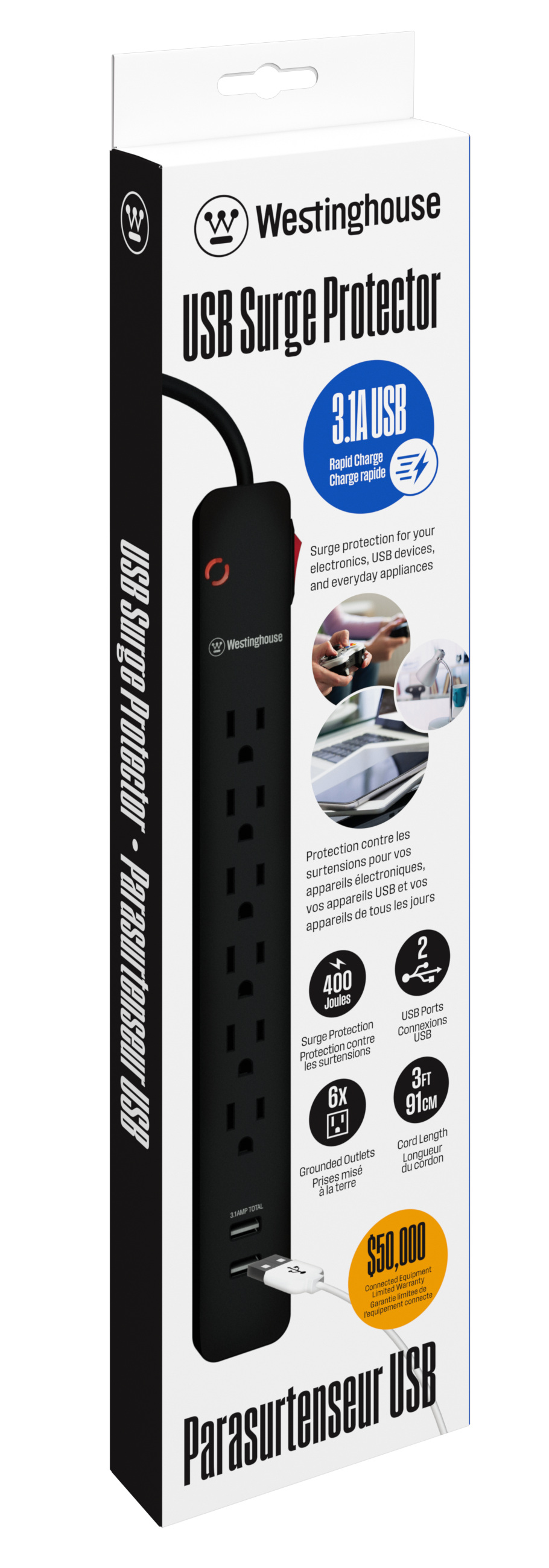 Dispositif antisurtension USB Westinghouse de 400 J