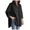 thumbnail image 1 of WEIYLL Womens Tops Solid Long Sleeve Loose Plus Size Pocket Button Black Top Sizes XXXL, 1 of 1