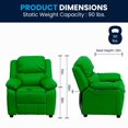 thumbnail image 3 of Deluxe Padded Contemporary Green Vinyl Kids Recliner with Storage Arms, 3 of 9