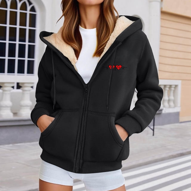 Chandails en Molleton à Capuche pour Femmes, Veste d'Hiver Douce avec Poches pour Sports Extérieurs Décontractés