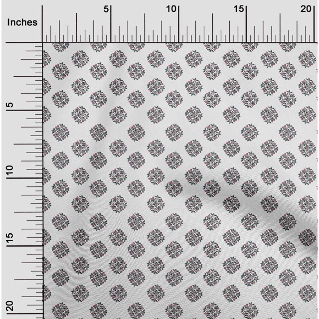 oneOone Cotton Poplin Fabric Floral Block Print Fabric BTY 56 Inch Wide