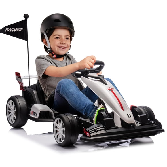 GloryStar Garvee 24V Kids Go Kart, Battery Powered Drift Racing Car with 7.5 MPH Max Speed, Adjustable Legroom, Dual 200W Motors, Power Display and 135 lb Weight Limit for Ages 5 to 12