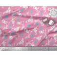 thumbnail image 2 of Soimoi Moss Georgette Fabric Leaves,Floral & Rabbit Animal Printed Fabric 1 Yard 42 Inch Wide, 2 of 3