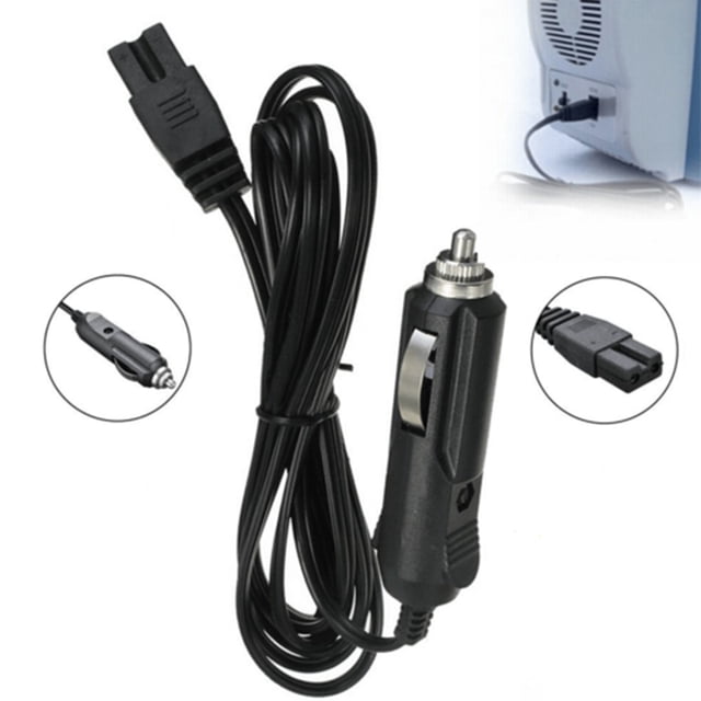 Câble à Maillons 12V C.c. Fil de Fiche Chargeur 2 Broches pour Glacière de Voiture, Glacière et Réfrigérateur. Comprend un Adaptateur d'Alimentation Noir 1,8 m, Rallonge avec Prise Résistante à la Chaleur et Connecteur de Type B. Conçu pour une transmission de l'Alimentation stable avec un Noyau Épaissi et un Cache Isolant, Prenant en Charge jusqu'à 120 W et 10 a. Convient à une Utilisation 24/7 avec les Réfrigérateurs de Voiture.