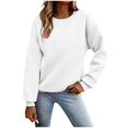 thumbnail image 3 of Sentmoon Tenues d'Automne pour Femmes Col Rond Manches Longues Hauts pour Femmes Manches Longues Respirant Ample Couleur Unie Vêtements d'Automne pour Femmes Ravissant pour les Vacances Blanc m, 3 of 7