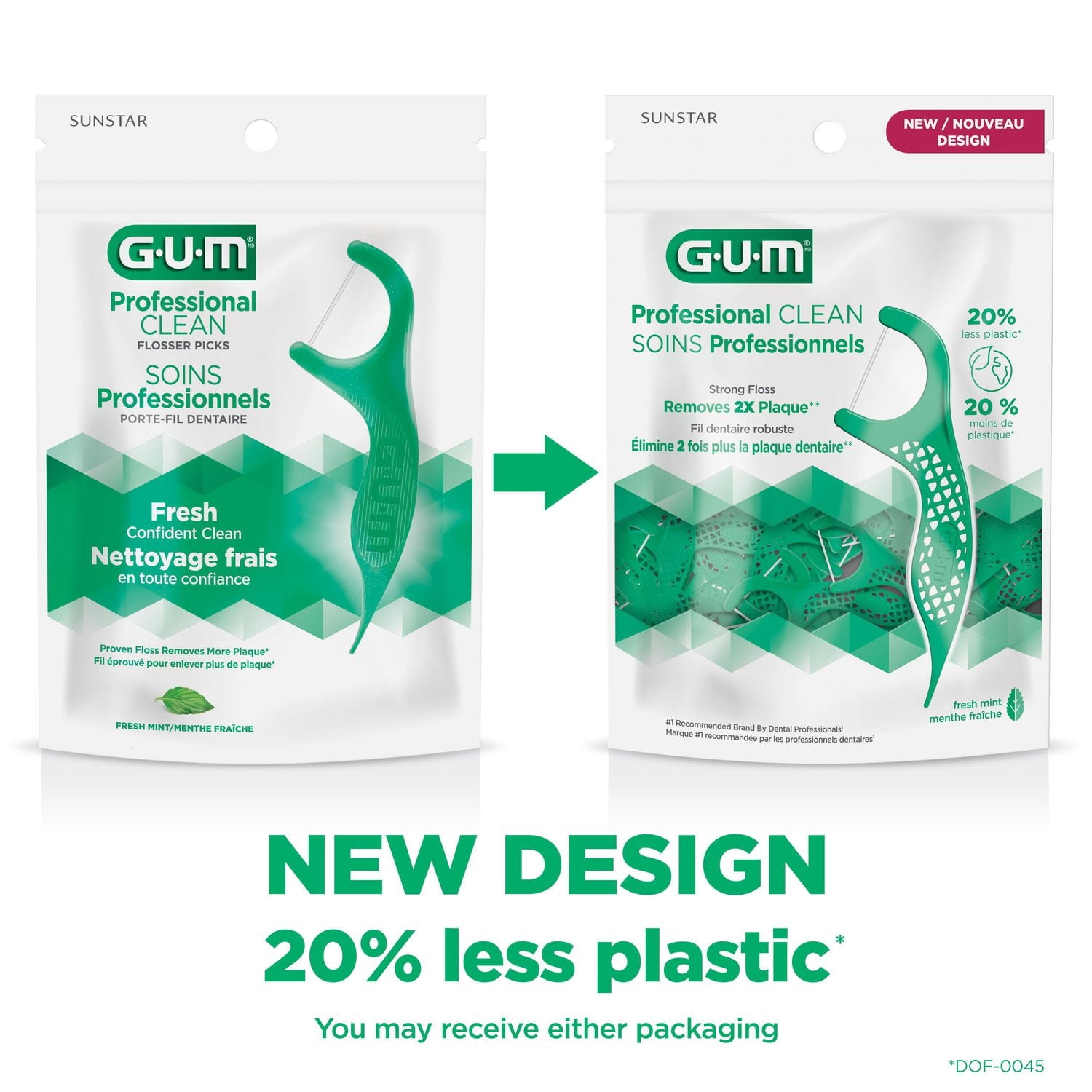GUM® Professional Clean Flosser, Extra Strong Floss Proven to Remove More Plaque, Fresh Mint Flavour, 150 Count