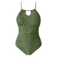 thumbnail image 4 of Womens Bikini Swimsuits Solid Color Triangle Backless Summer Beach Tankinis Swimwear for Women Green, 4 of 4