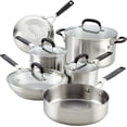 thumbnail image 1 of KitchenAid - Brushed Stainless Steel Cookware Set, 10-Piece Pots and Pan Set, Induction Cooktop Compatible, 1 of 8