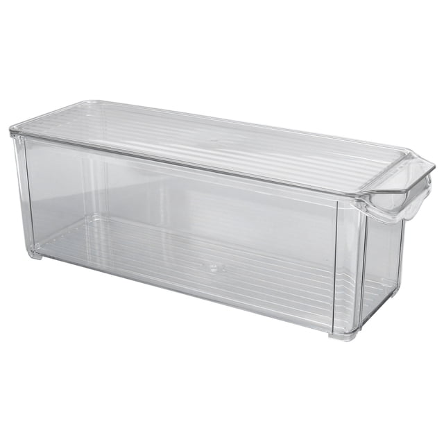 Clear Organizing Bin, Large Capacity Organizing Bins Food Grade For Bathroom For Kitchen For Office Narrow And High Type With Lid