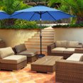 thumbnail image 1 of Costway Parasol de Marché Extérieur de 9 Pi pour Table de Patio, Inclinaison à Bouton-Poussoir, Manivelle, Bleu, 1 of 8