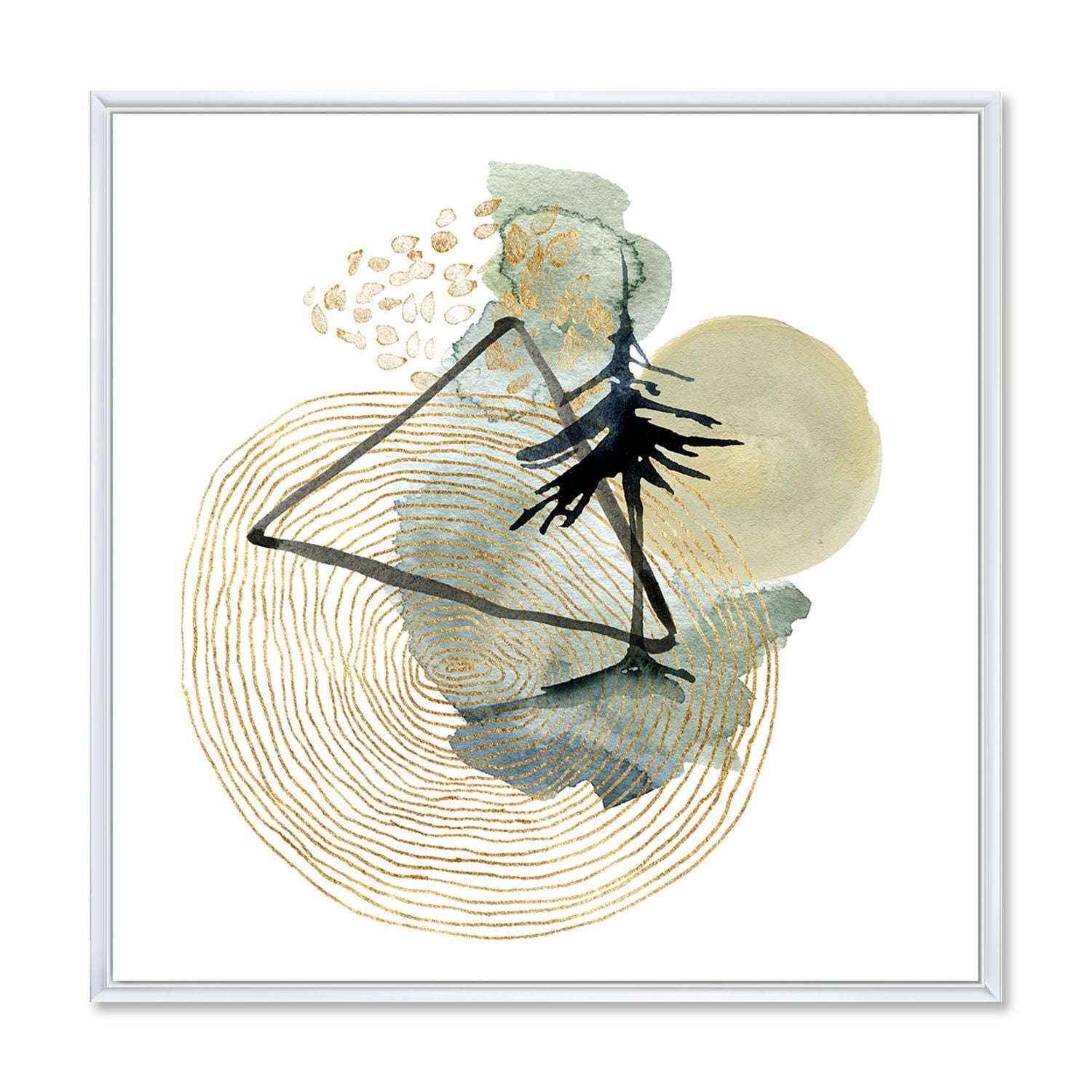 Designart Paysage abstrait de montagnes lune et arbre ART MURAL À CADRE FLOTTÉ