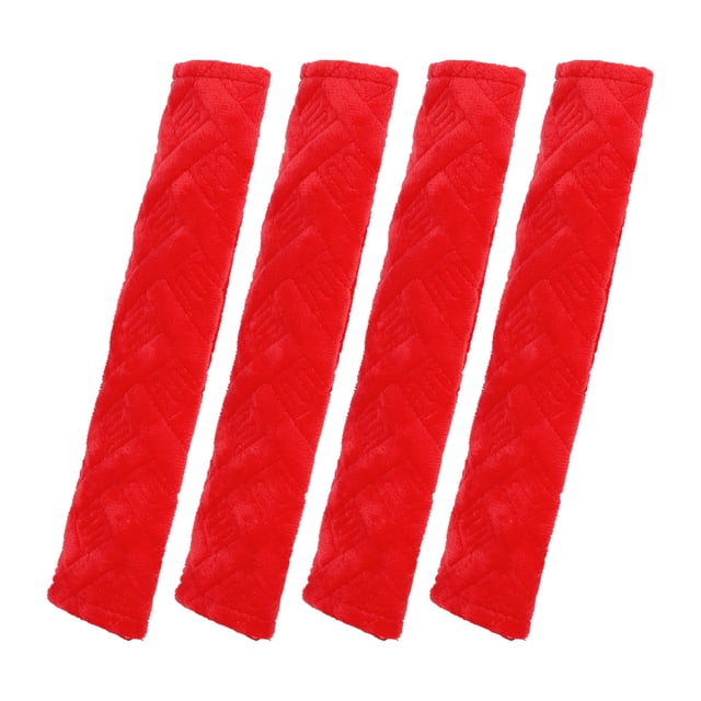 Unique Bargains 4 Pcs Plush Adult Car Protector Shoulder Pad Covers Universal, Red