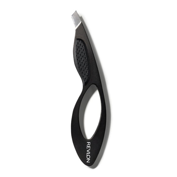 Revlon Comfort + Control Slant Tweezer, Stainless Steel, Black