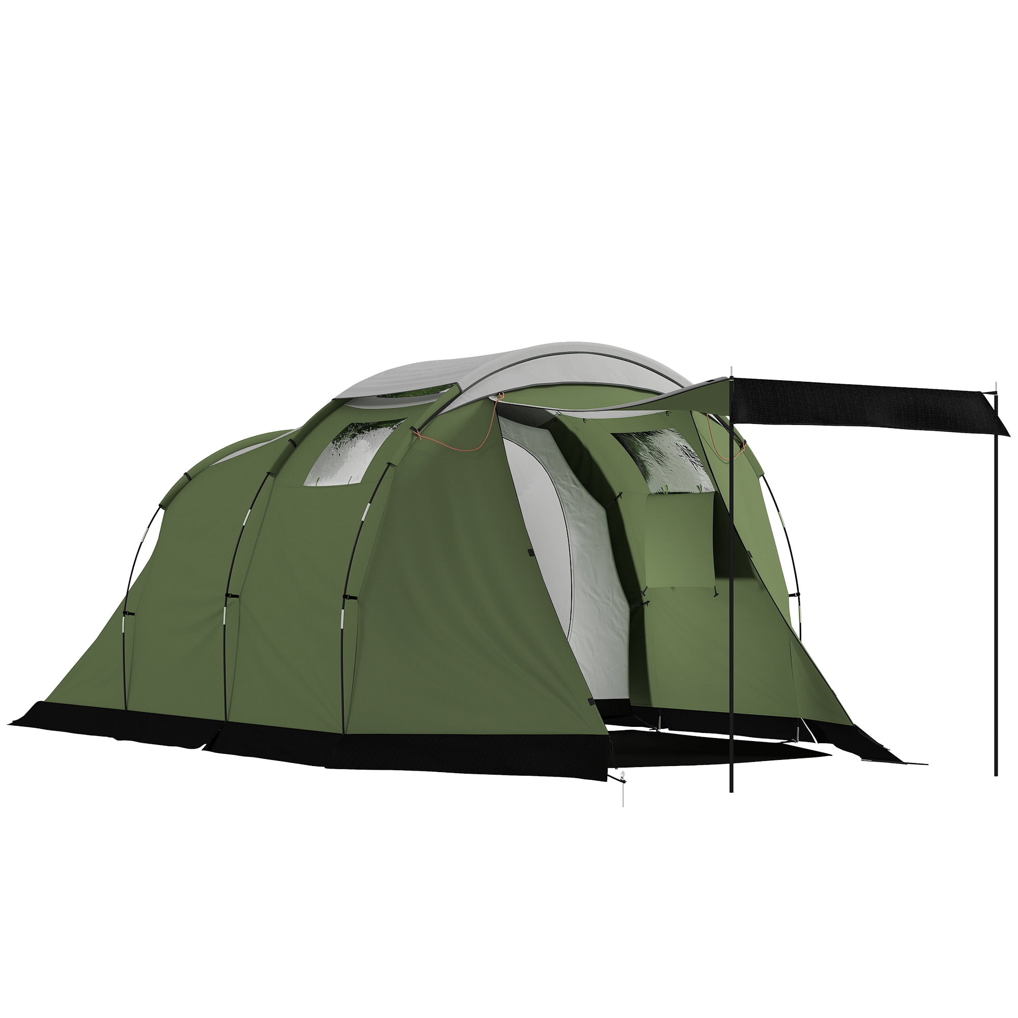 Outsunny Camping Tent with Rainfly Waterproof for 3-4 Person, Green