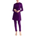 thumbnail image 1 of Innerwin Ladies Bathing Suit Three Pieces Swimsuit Muslim Style Crew Neck Swimwear Full Coverage Seaside Purple 3XL, 1 of 4