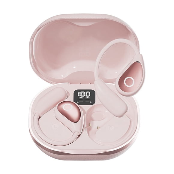 Écouteurs de Traduction Intelligents Roses à Oreille Ouverte avec Écran Tactile, Réduction du Bruit et Conception Non Intra-Auriculaire pour Communication et Divertissement Multilingues