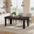 thumbnail image 1 of Black 63 Inch Rectangular Dining Table for 4-6 People, Sturdy Thick Leg Kitchen Table for Dining Room Home Office, 1 of 8