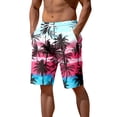 thumbnail image 1 of Pantalon de Plage pour Homme Imprimé 3D Bord de Mer Cocotier Coucher de Soleil Pantalon de Plage Imprimé Short Décontracté Short de Planche pour Homme Rouge TG, 1 of 5