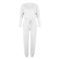 thumbnail image 3 of Simua Ensemble 2 Pcs pour Femmes Col Rond Manches Longues Pantalon Grand Taille Haute Élastique Pantalon Long Fluide avec Poche, 3 of 6