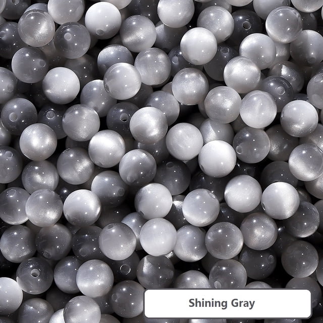 Perles pour Bracelets, 20 Pcs Perles en Résine de 8 mm de Diamètre, Indiquées en Couleur Gris Brillant. Ces Perles en Résine Multicolores Sont Lustrées et Transparentes, Idéales pour Fabriquer des Bracelets, Porte-Clés, Colliers et Autres Accessoires DIY. les Perles Sont Durables et Polyvalentes, Convenant à Divers Projets d'Artisanat.