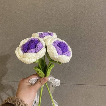 TopLLC Knitted Roses Hand Woven Rose Simulation Yarn Knitted Bouquet Floral Decoration Gift on Clearance