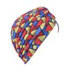 thumbnail image 4 of Ladies Turban Polyester Reusable Washable Foldable Decorative Cap Indoor Outdoor Walking Working Head Bonnet Beanie Triangular Blue, 4 of 7