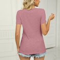 thumbnail image 5 of Birdeem Womens V- Neck Solid Color Cross Belt Insert Short Sleeve Tops, 5 of 5