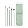 thumbnail image 1 of Unique Bargains 6Pcs Stainless Steel Ear Cleansing Tool Set with Faux Leather Packaging Green, 1 of 7