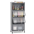 thumbnail image 1 of Costway Étagère de Cuisine à 5 Niveaux Armoire de Rangement Mobile pour Micro-Ondes Portes Relevables Gris, 1 of 10