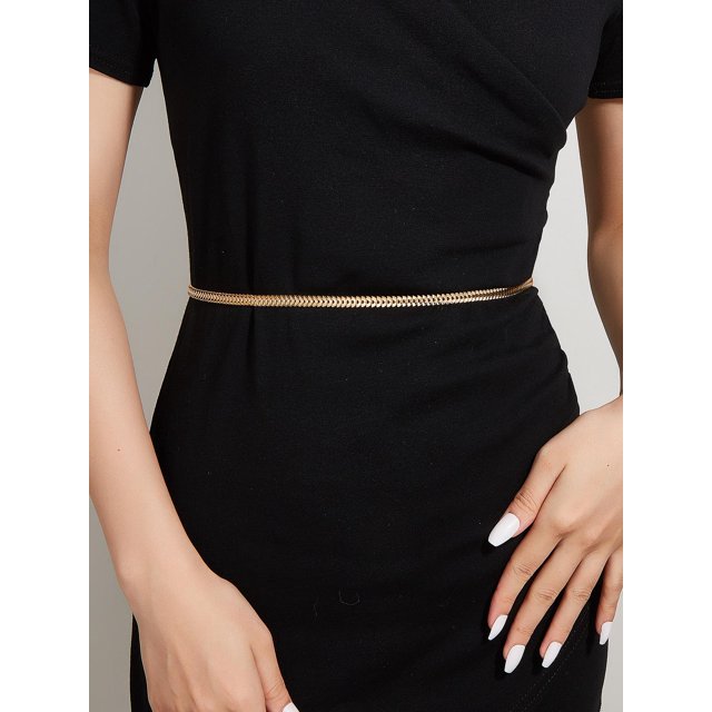 1pc Women's Simple Style Waist Chain With Fine Chain Decoration, Suitable For Daily Matching