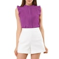 thumbnail image 1 of INSPIRE CHIC Blouse Sans Manches pour Femme, à Volants, Plissée, Blouse CHIC pour le Travail, S Fuchsia, 1 of 7