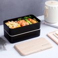thumbnail image 1 of Premium Bento Box Adult Lunch Box with 2 Compartments (40oz), Cutlery & Set of Chopsticks, Large Dip Container, Cute Black Japanese Bento Box, Rectangle, Microwavable, 1 of 8