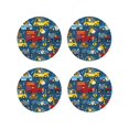 thumbnail image 1 of Vsdgher Vehicles Cartoon with Funny Drivers Print Leather Coasters for Drinks, Durable Drink Coasters 4 Set for Tabletop Protection, Luxurious Home Décor and Housewarming Gift-Round Shape, 1 of 6