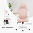 thumbnail image 4 of EDX Ergonomic Mesh Office Chair, Adjustable Height with Lumbar Support, Flipped up Armrests, Headrest, Pink, 4 of 8