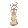 thumbnail image 2 of BLISSFUL STEP Women's Shoes Open Toe Lace Up Block Heel Strappy Heels Nude 10, 2 of 8