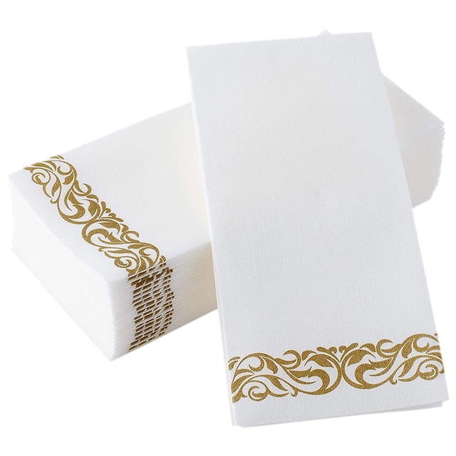 SHISUYAN Golden Disposable Dinner napkins Wood Pulp for Decor Add Festive Atmosphere to Parties Banquets 25Pcs