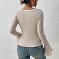 thumbnail image 3 of AherBiu Crop Tops for Women Ribbed Flare Long Sleeve Square Neck Slim Tight Basic Spring Shirt Blouse, 3 of 7