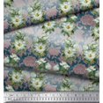 thumbnail image 2 of Soimoi Poly Georgette Fabric Leaves & Magnolia Floral Print Sewing Fabric Yard 52 Inch Wide, 2 of 5