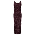thumbnail image 4 of EQWLJWE Robe Longue pour Femmes Femmes Mode Bretelles à Franges Paillettes Aguichant Fente Fente Robes Longues Sans Manches Encolure Carrée Robes à la Cheville, 4 of 6