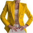 thumbnail image 1 of CEHVOM Femmes Boutons Solid Bureau Manteau Cardigans Costume Veste Longue Outwear, 1 of 6