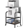 thumbnail image 2 of Ourlova Printer Stand with Storage Shelf Printer Cart Large Printer Table with USB Charging Ports and Power Outlets 3 Tier Mobile Office Printer Stand with Wheels Printer Tables for Small Spaces Black, 2 of 6