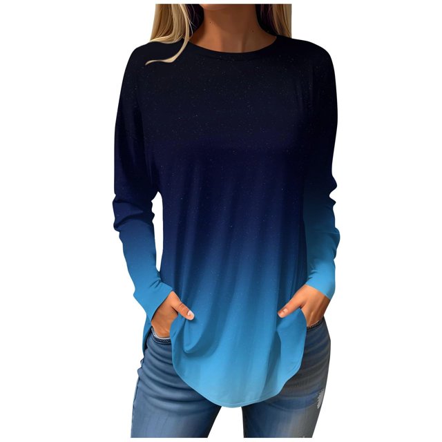 Birdeem Blouses d'Automne à Col Rond pour Femmes, Mode Smockée, Manches Longues