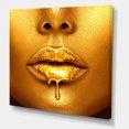 thumbnail image 3 of Designart Gold Paint Drips From Sexy Woman Lips Canvas Wall Art, 3 of 4