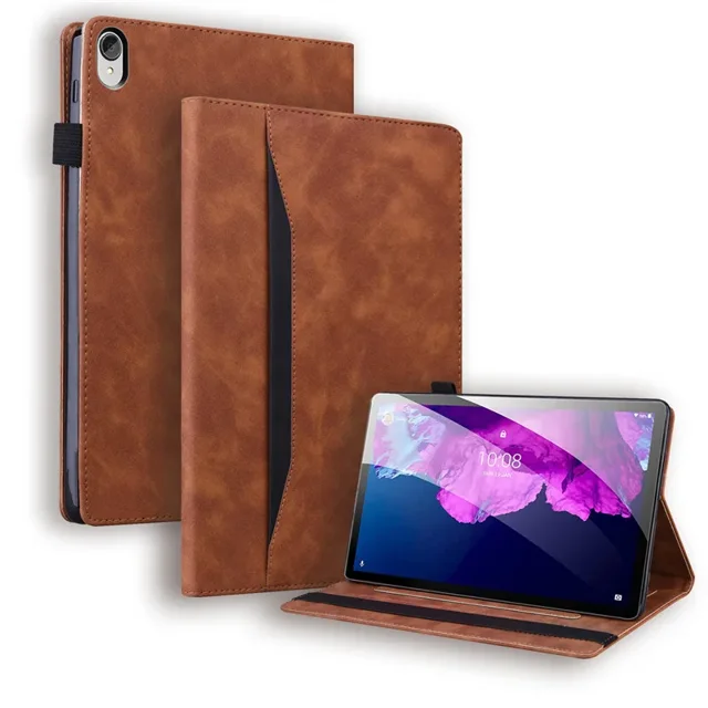 Pour Lenovo P11 Étui en Cuir de Luxe à Rabat pour Funda Lenovo Tab P11 To-J606F L Étui pour Tablette pour Lenovo Xiaoxin Pad P11 Plus Brun Tab P11 To-J606F L