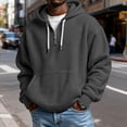 thumbnail image 3 of Yuyuzo Mens Hoodies Quarter Zip Drawstring Long Sleeve Shirts Casual Textured Loose Sweatshirts Pullover with Pockets, 3 of 5