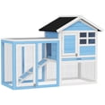 thumbnail image 1 of PawHut 48" Wooden Rabbit Hutch With Slant Roof and Run, Light Blue, 1 of 9